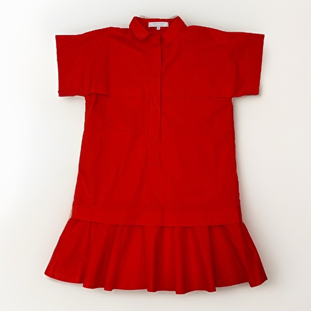 Hunter Bell Tuckernuck Addison Dress Sz M Cherry Red Orange Mini Preppy - Picture 10 of 16